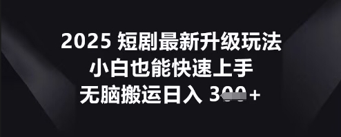 2025短剧最新升级玩法，小白也能快速上手，无脑搬运日入3张-轻创终点站